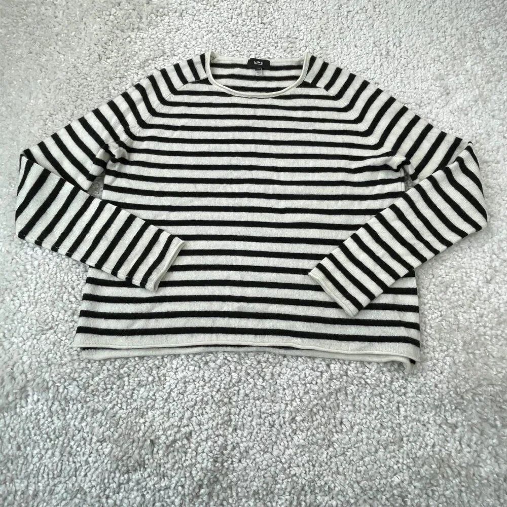 Line Jackie Striped Sweater Black White Womens XS